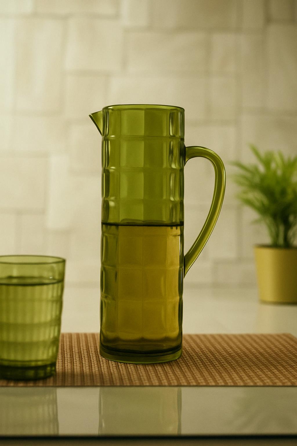Akrilik Allegra 1,5 Lt Koyu Yeşil Sürahi (Buzdolabı Kapak Rafına Sığar)