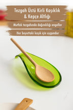 Akrilik Yeşil Tezgah Üstü Kirli Kaşıklık & Kepçe Altlığı