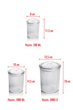12'li Barok Yuvarlak 3 Boy Kavanoz Seti & Saklama Kabı & Erzak Kabı (4*2000 ML, 4*1000 ML, 4*500 ML)