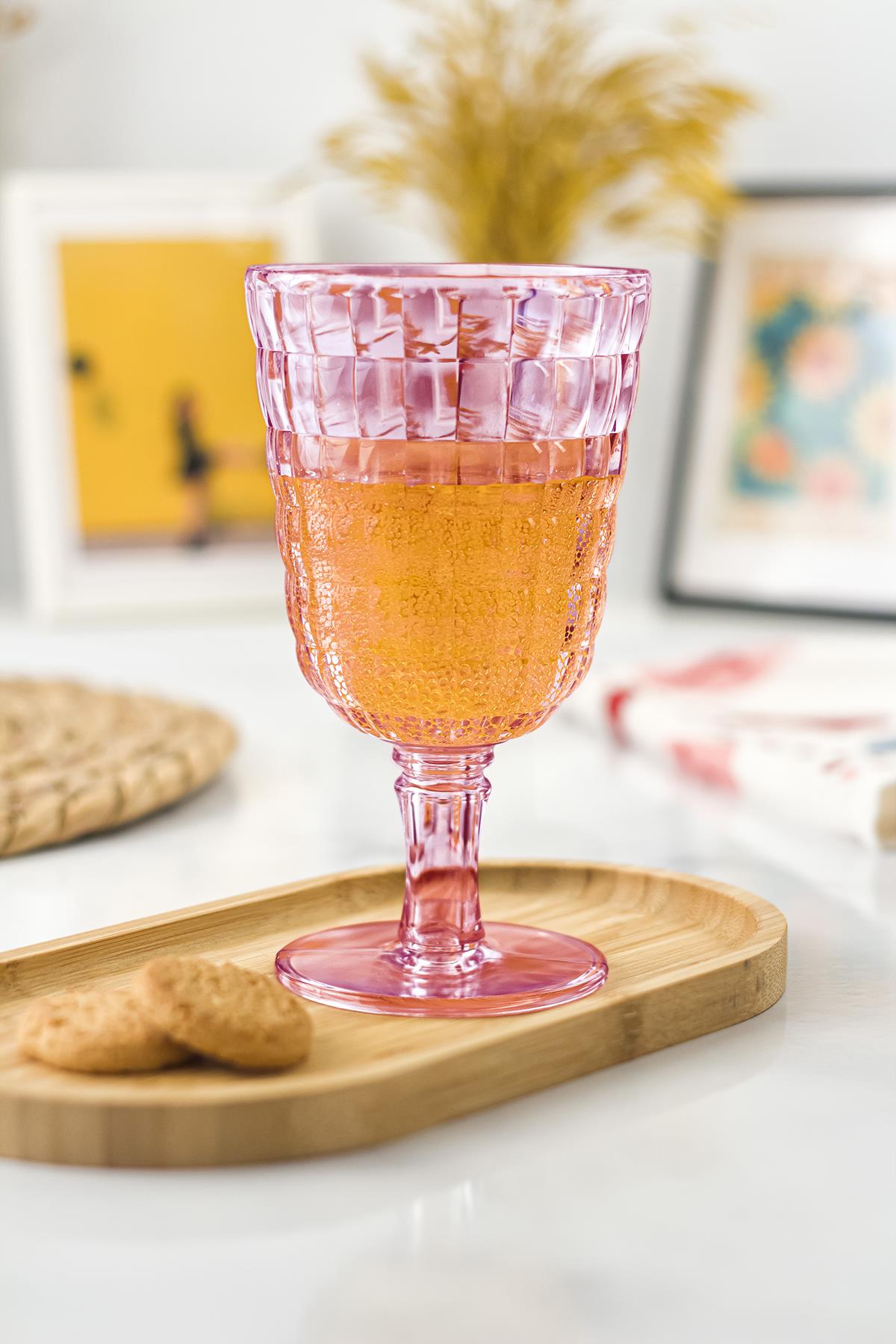 Allegra Mürdüm 6’lı Kadeh Bardak Seti 750 ml Akrilik Malzeme - Cam Değildir Kırılmaya Dayanıklı