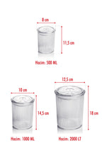 18'li Barok Yuvarlak 3 Boy Kavanoz Seti & Saklama Kabı & Erzak Kabı (6*2000 ML, 6*1000 ML ,6*500 ML)