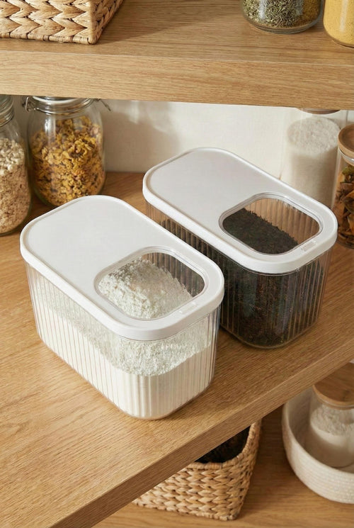 2'Li 7,5 LT Multibox Beyaz Kayar Kapaklı Saklama Kabı & Erzak Kabı & Toz Ve Tablet Deterjan Kutusu