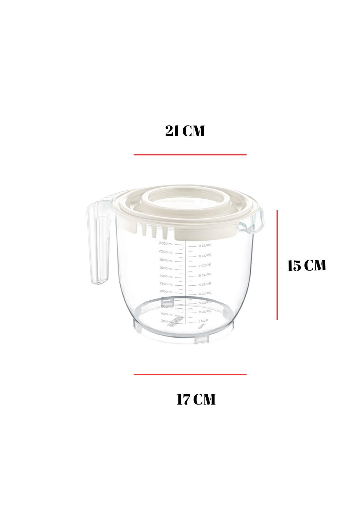 2200 Ml Mikser Kabı Füme & Ölçü Kabı & Saklama Kabı-DNY0025