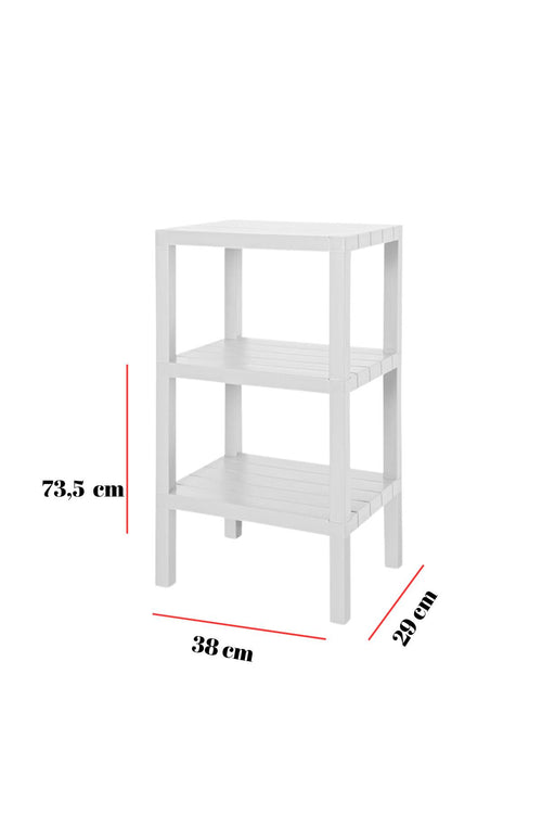 3 Katlı Beyaz Raf Kitaplık & Banyo Düzenleyicisi 73,5 cm-BRNS0048