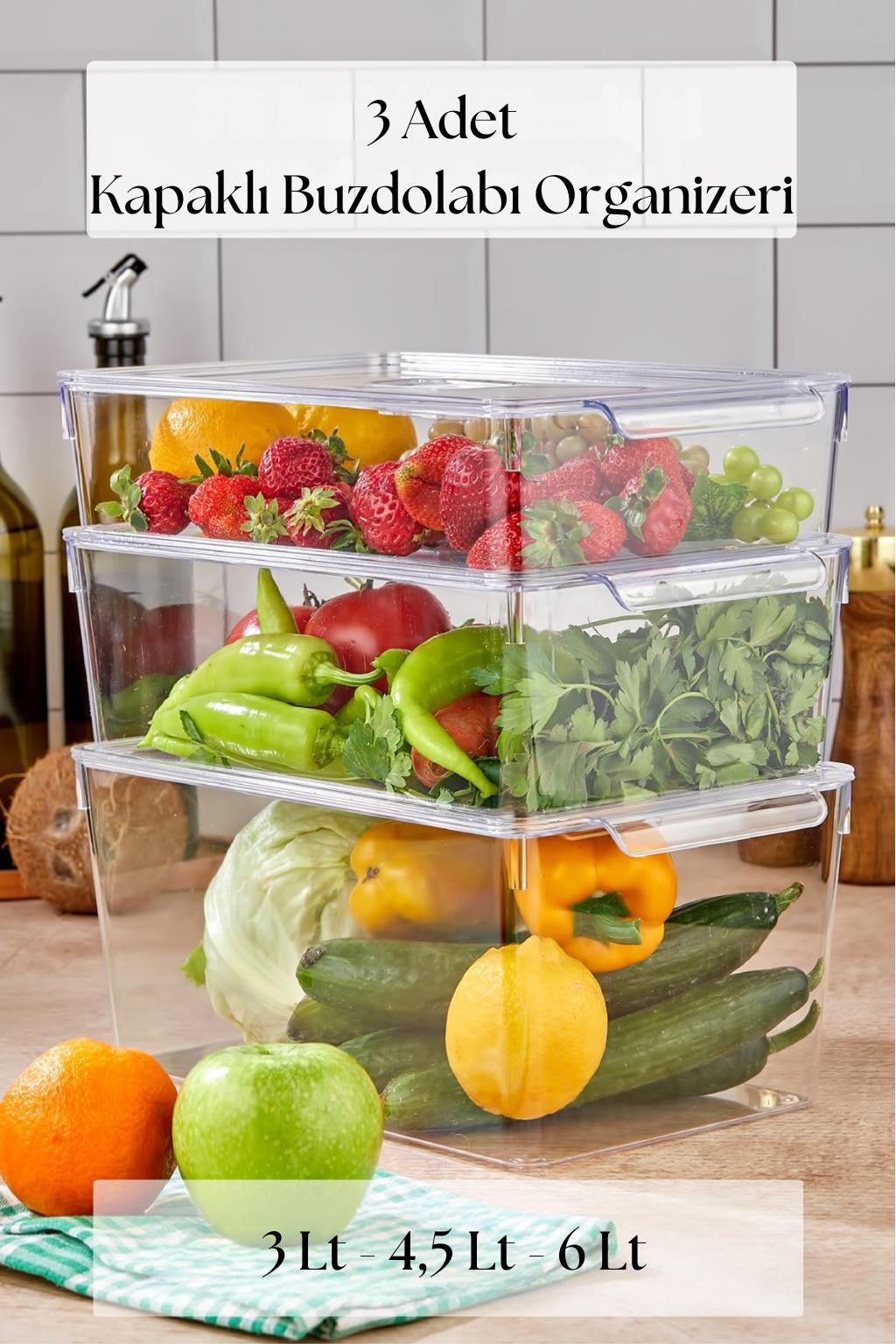 3 Lü Buzdolabı Organizeri MIX Set (3 lt + 4,5 lt + 6 lt)