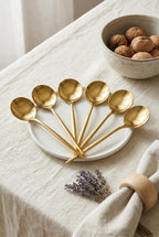 6'lı Lüks Gold Paslanmaz Çelik Tatlı Kaşığı Seti (16 cm)
