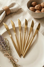 6'lı Lüks Gold Paslanmaz Çelik Yemek Bıçağı Seti (21 cm)