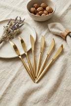 6'lı Lüks Gold Paslanmaz Çelik Yemek Bıçağı Seti (21 cm)