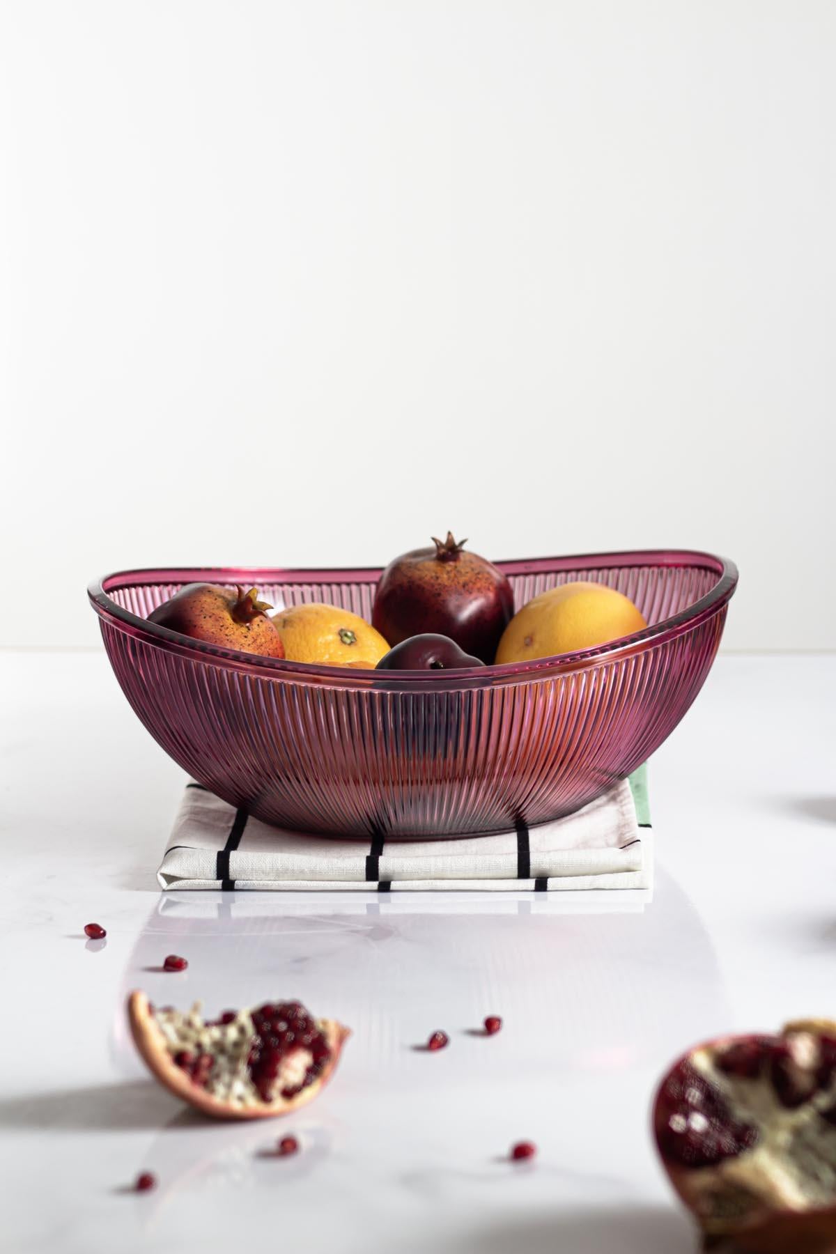 Akrilik Barok Mürdüm Büyük Oval Meyve & Salata Kasesi & Karıştırma Kabı / 3,3 Lt (CAM DEĞİLDİR)