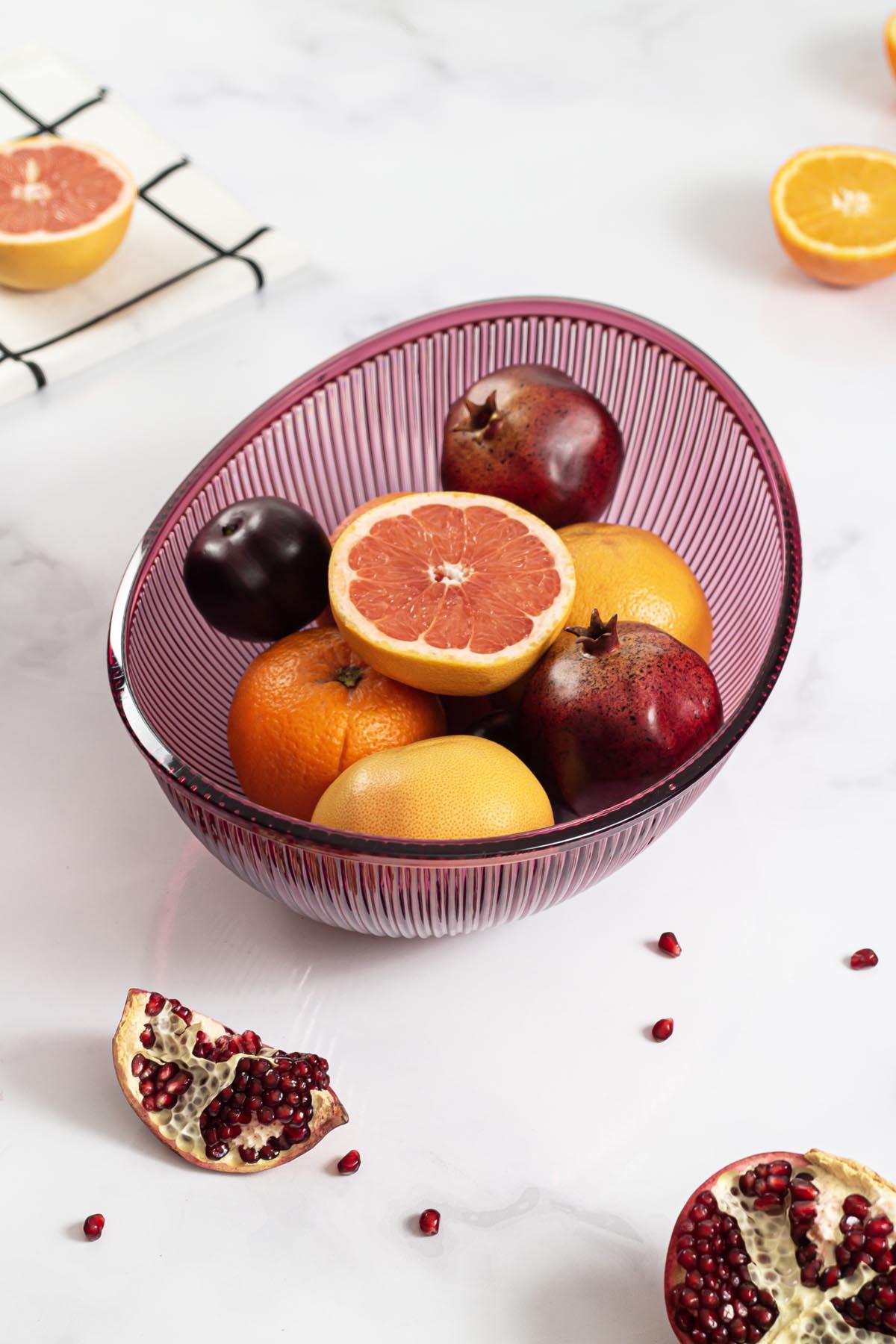 Akrilik Barok Mürdüm Büyük Oval Meyve & Salata Kasesi & Karıştırma Kabı / 3,3 Lt (CAM DEĞİLDİR)