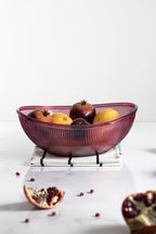 Akrilik Barok Mürdüm Büyük Oval Meyve & Salata Kasesi & Karıştırma Kabı / 3,3 Lt (CAM DEĞİLDİR)