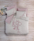 Cotton Box Puff Nakışlı Ranforce Çift Kişilik Anneler Günü Nevresim Takımı Bellini Pembe