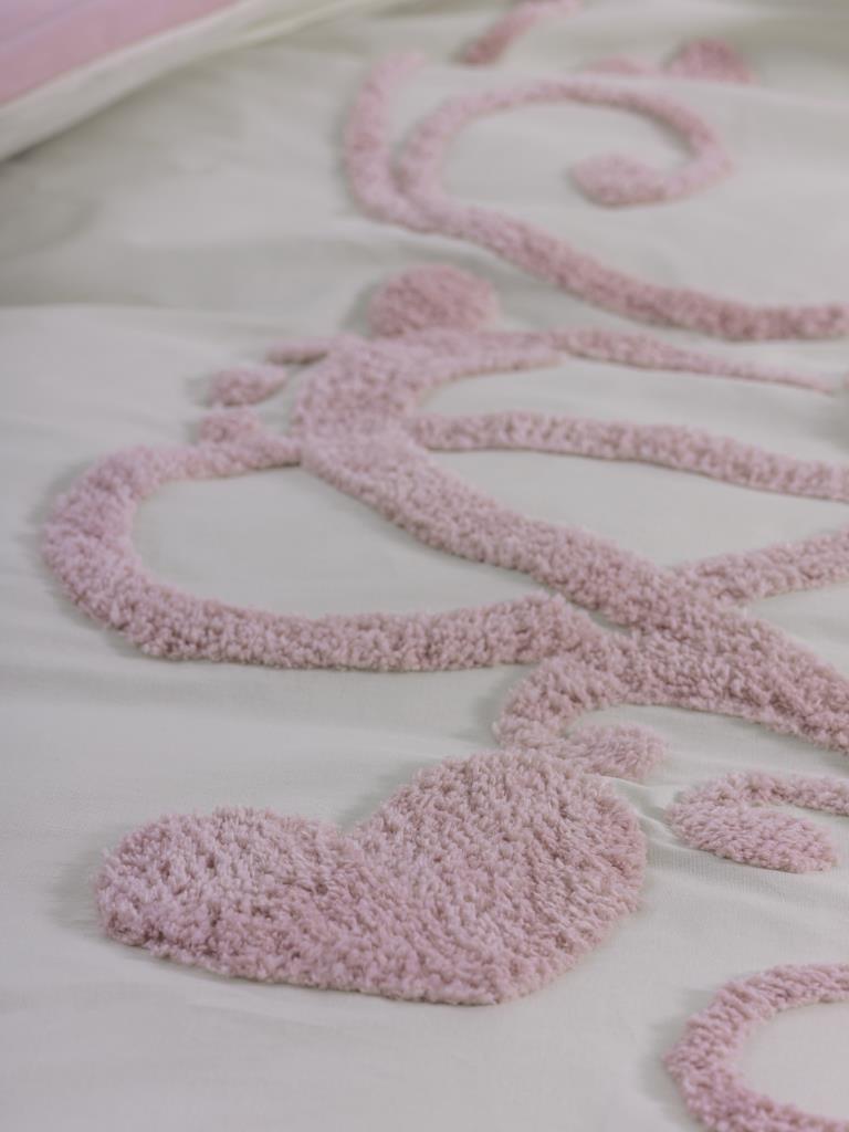 Cotton Box Puff Nakışlı Ranforce Çift Kişilik Anneler Günü Nevresim Takımı Bellini Pembe