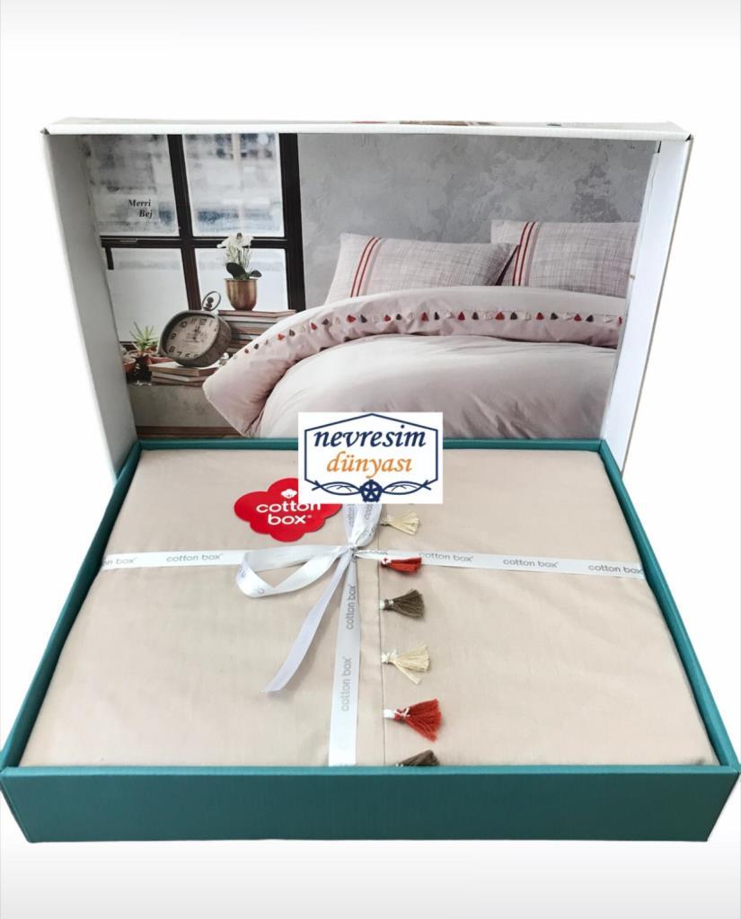 Cotton Box Candy Çift Kişilik Nevresim Takımı Merri Bej