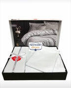 Cotton Box Çift Kişilik Jakarlı Saten Nevresim Takımı Leaf Buz Mavisi