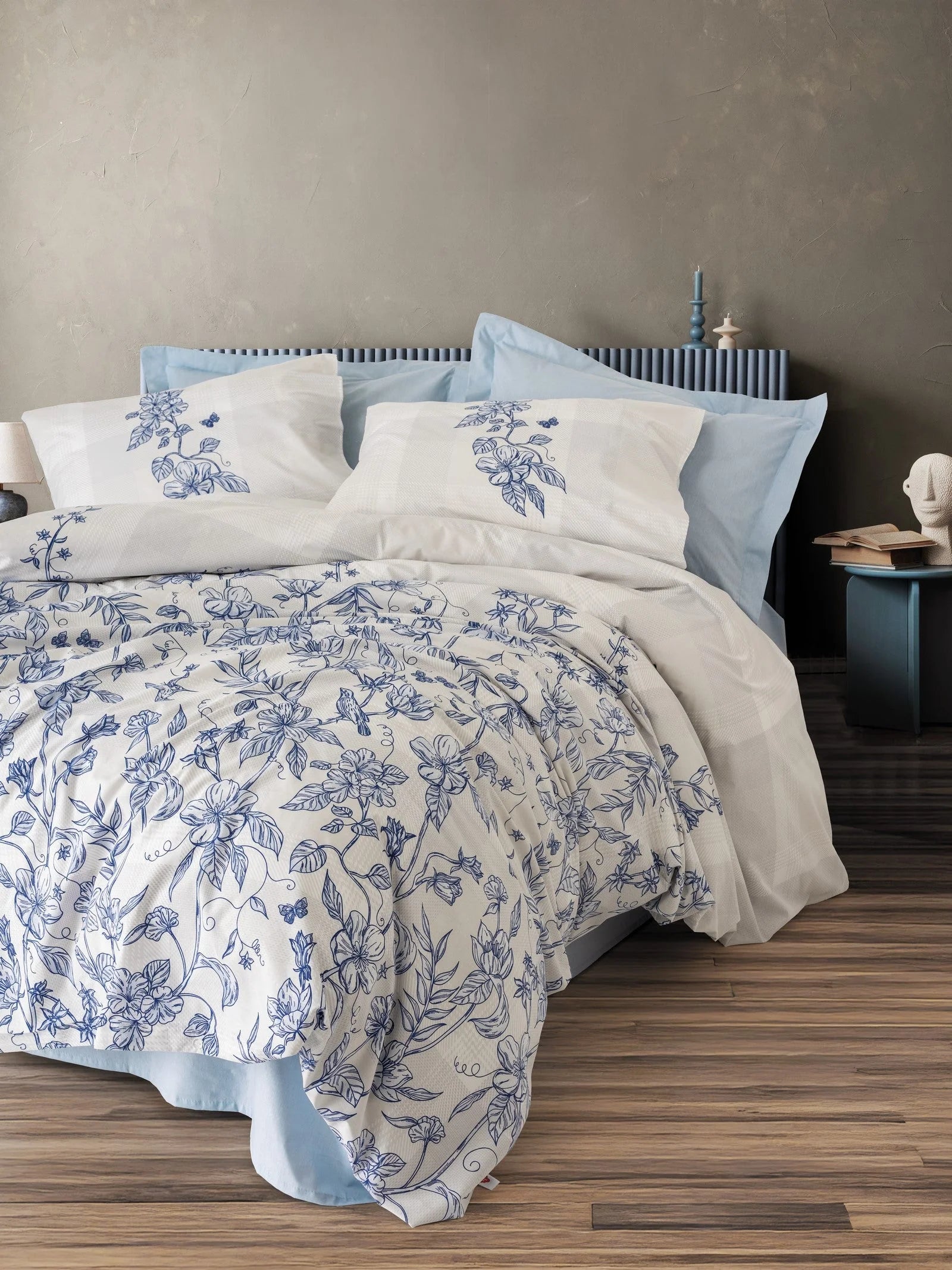 Cotton Box Çift Kişilik Nevresim Takımı Linora Mavi