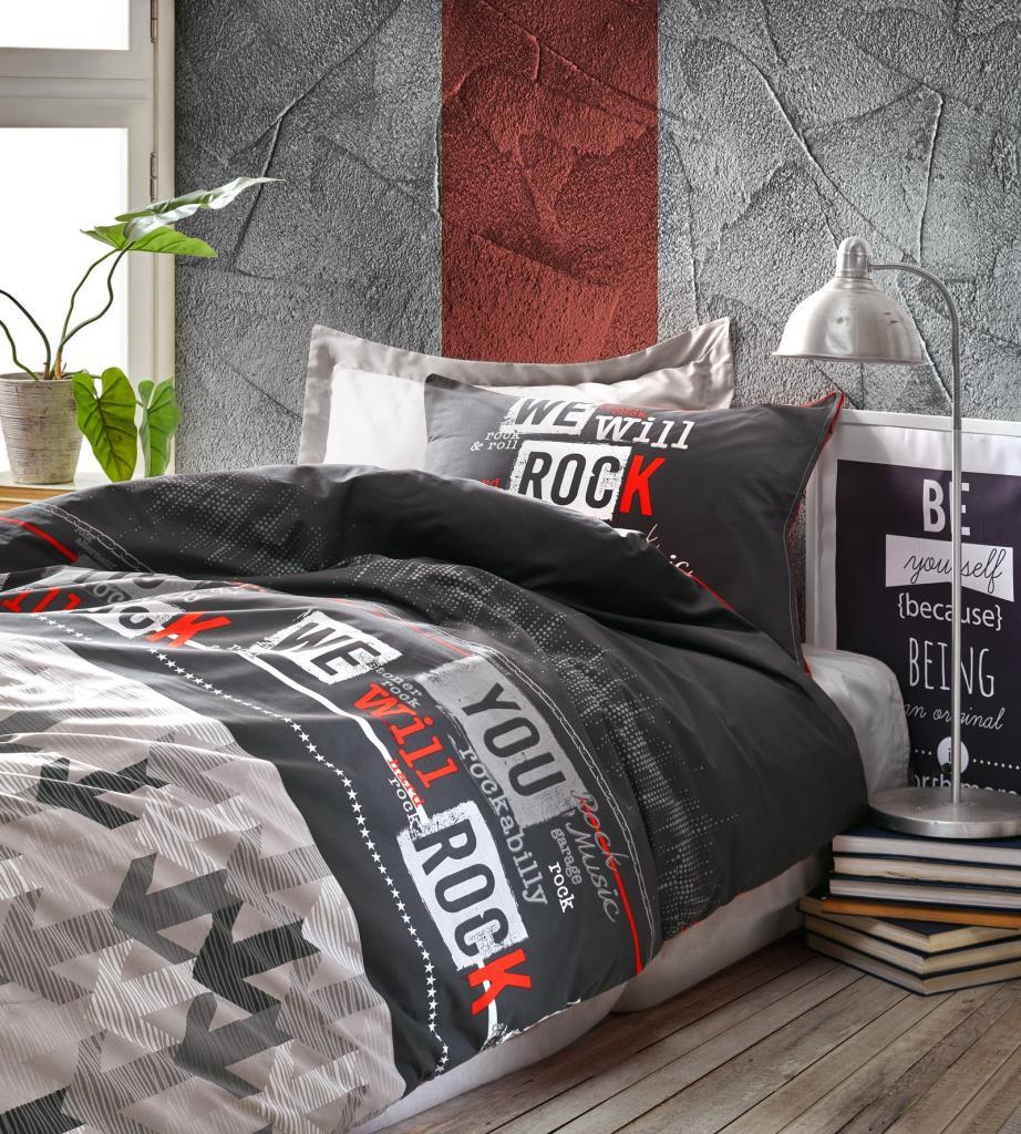 Cotton Box Genç Ranforce Nevresim Takımı Tek Kişilik Rock Kırmızı