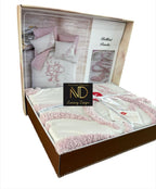 Cotton Box Puff Nakışlı Ranforce Çift Kişilik Anneler Günü Nevresim Takımı Bellini Pembe