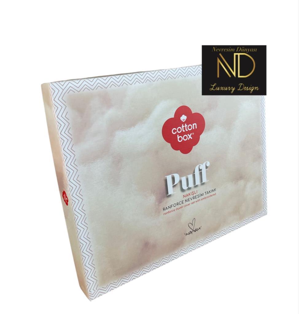 Cotton Box Puff Nakışlı Ranforce Çift Kişilik Nevresim Takımı Mirely Siyah Kiremit