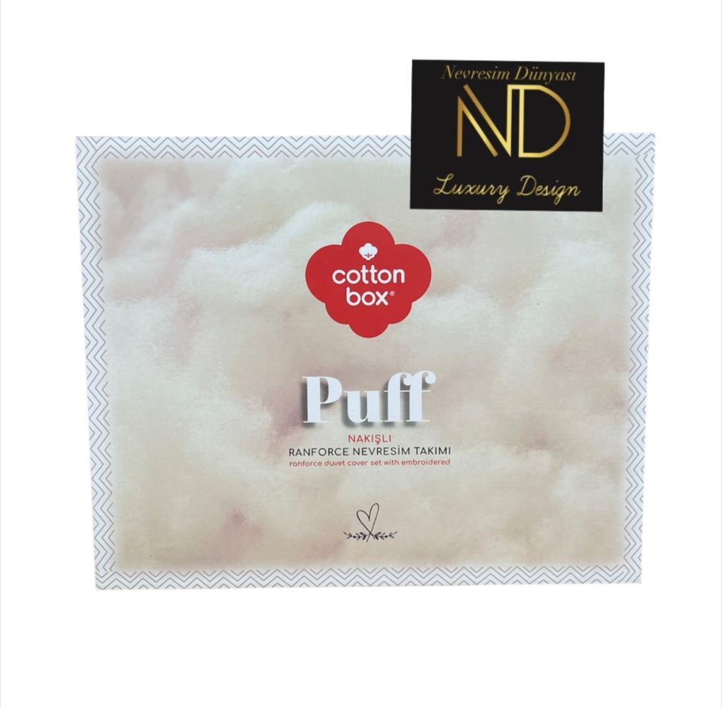 Cotton Box Puff Nakışlı Ranforce Çift Kişilik Nevresim Takımı Mirely Siyah Kiremit