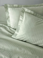 Cotton Box Stripe Elegant Adaçayı Çift Kişilik Saten Nevresim Takımı