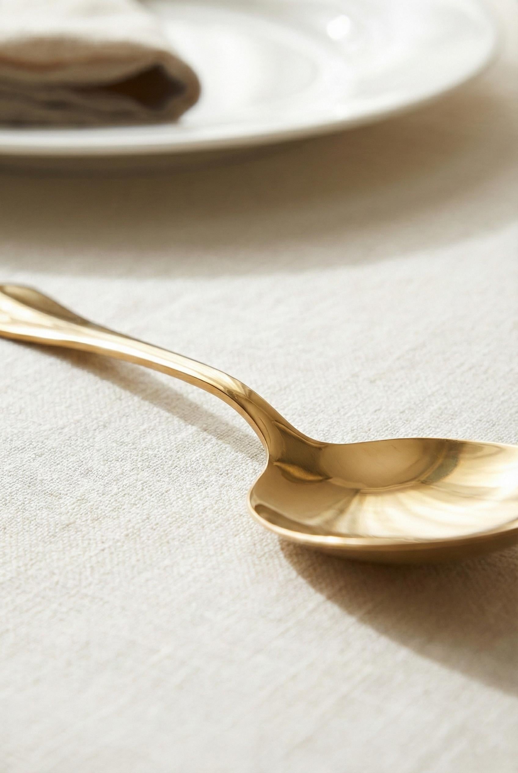 Gold Büyük Boy Paslanmaz Çelik Servis Kaşığı & Profesyonel Sunum Gereci 25 cm