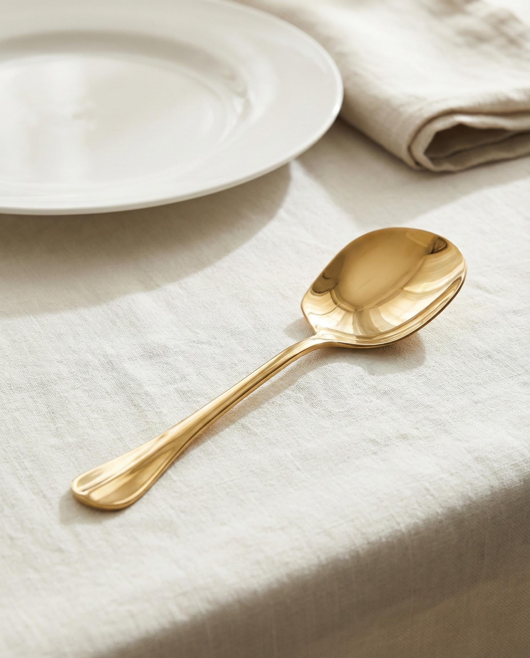 Gold Orta Boy Paslanmaz Çelik Servis Kaşığı & Profesyonel Sunum Gereci 21 cm