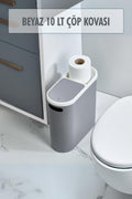 Gri Kapaklı WC Kağıtlıklı Çöp Kovası & Ofis Çöp Kovası 10 Lt