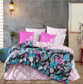 Hobby Kingsize Poplin Nevresim Monstera Fuşya