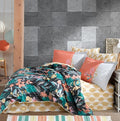 Hobby Kingsize Poplin Nevresim Monstera Oranj