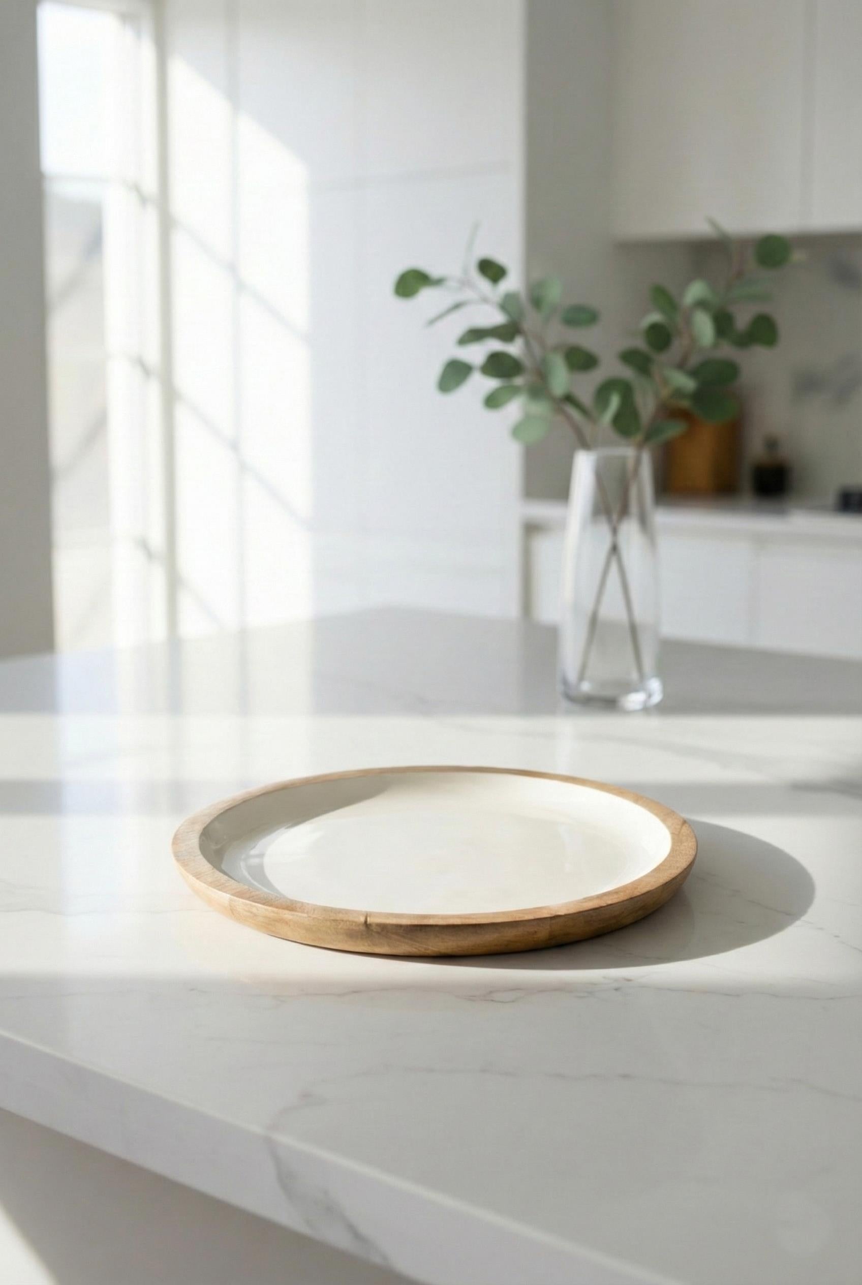 Mango Agacı Pasta Tabağı & Sunum Tabağı 20 Cm Krem