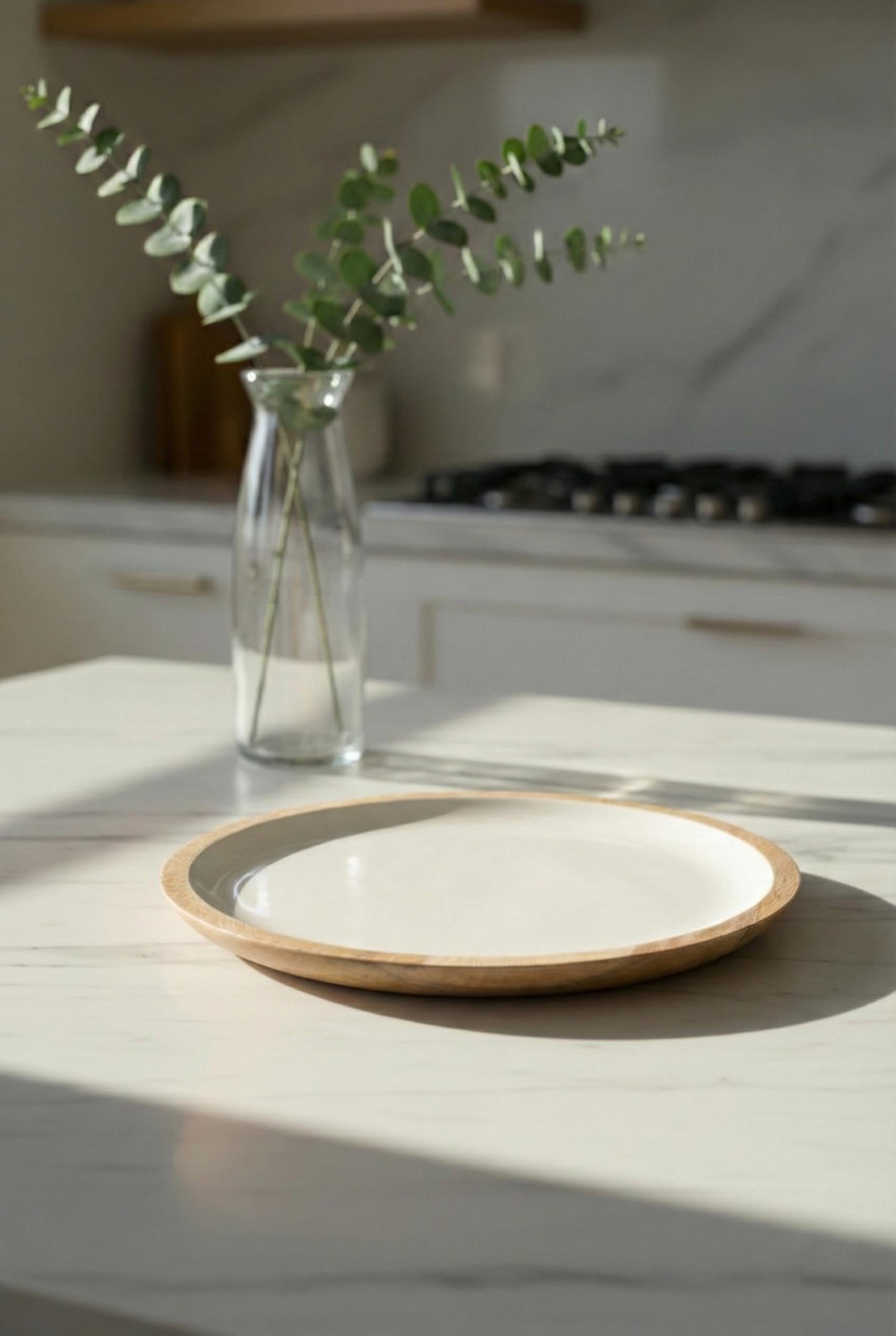 Mango Agacı Servis Tabağı & Sunum Tabağı 25 Cm Krem