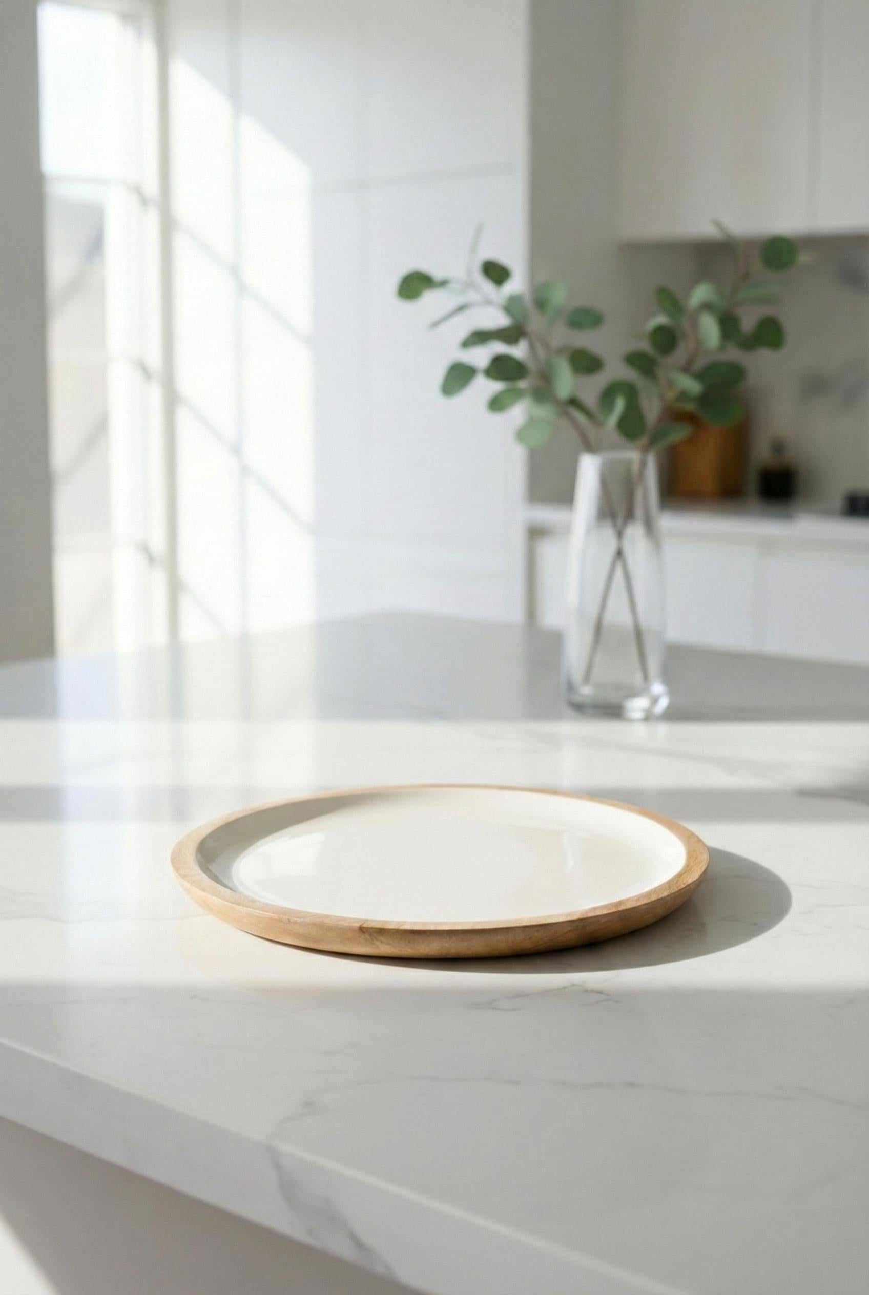 Mango Agacı Servis Tabağı & Sunum Tabağı 25 Cm Krem