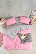 Luvu Home Düz Renk Pembe Çift Kişilik Nevresim Takımı