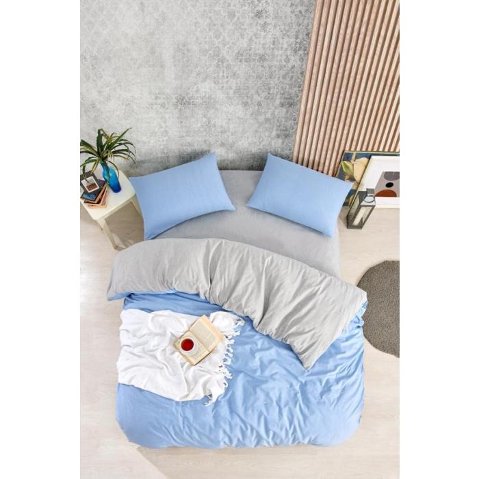 Luvu Home Düz Renk Tek Kişilik Nevresim Takımı Mavi