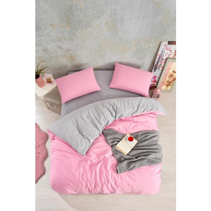 Luvu Home Düz Renk Tek Kişilik Nevresim Takımı Pembe