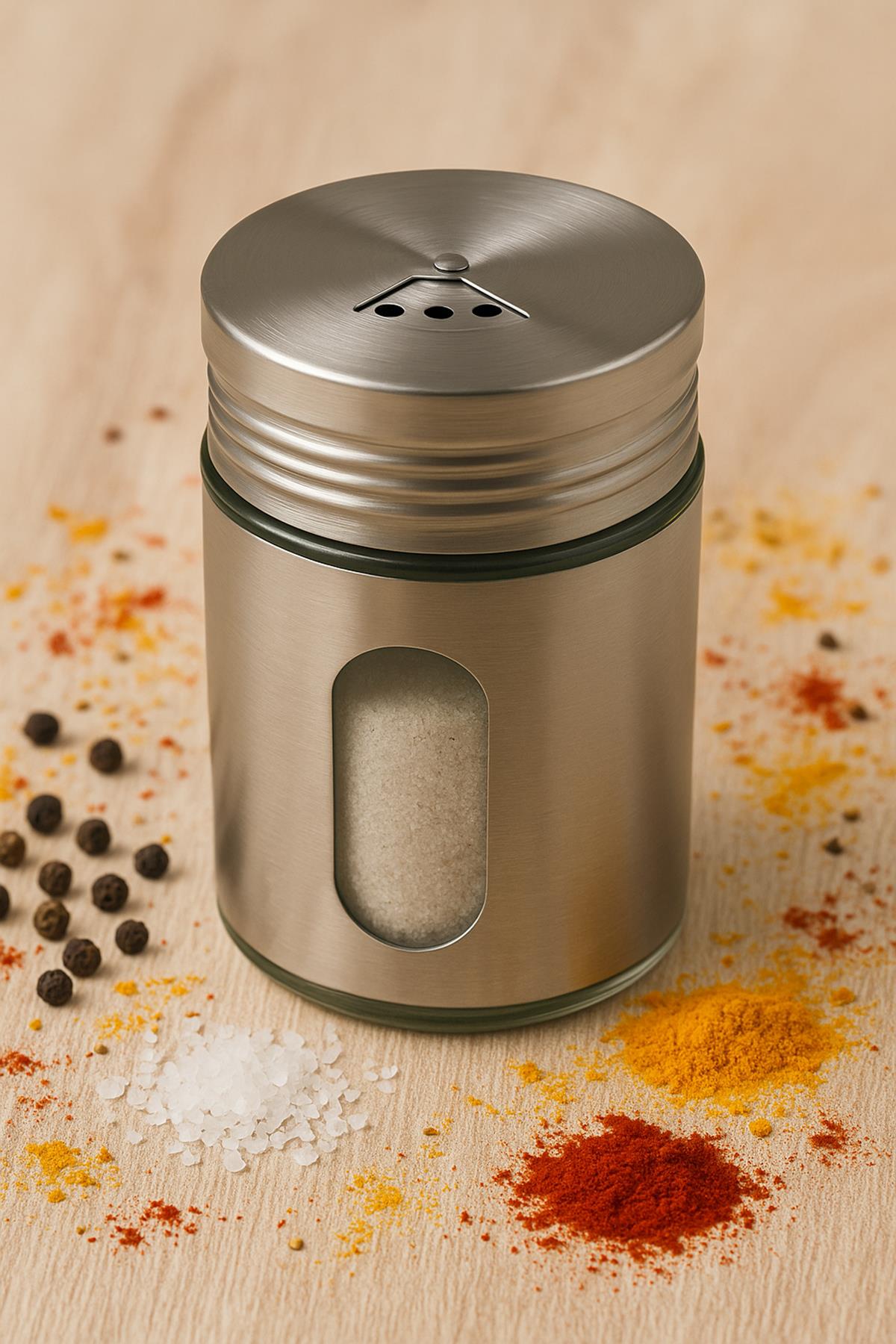 Metal Tuzluk Biberlik Baharatlık 200 ml Gri