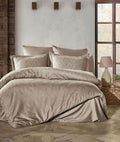 Şaheser Home Collection Jakarlı Saten Çift Kişilik Nevresim Takımı Harley Vizon